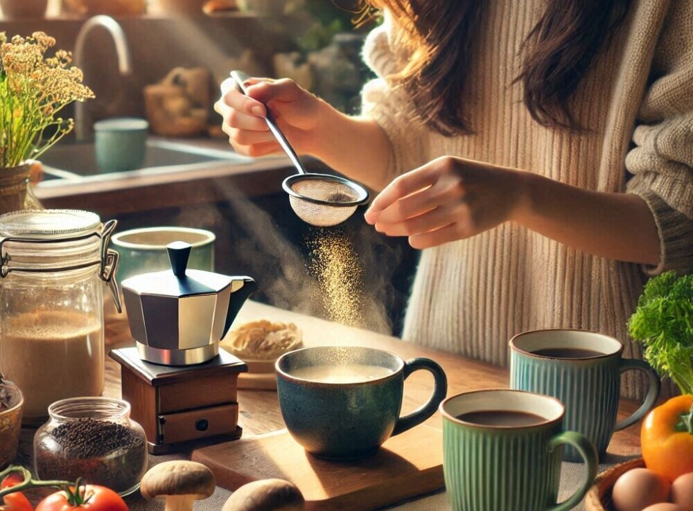 Coffee or Tea with Mushroom Extract Powder 
